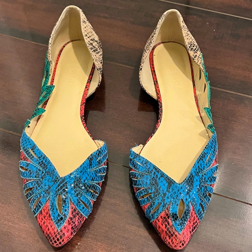 Nine West Multicolor Snake Print Flats, Size 8.5